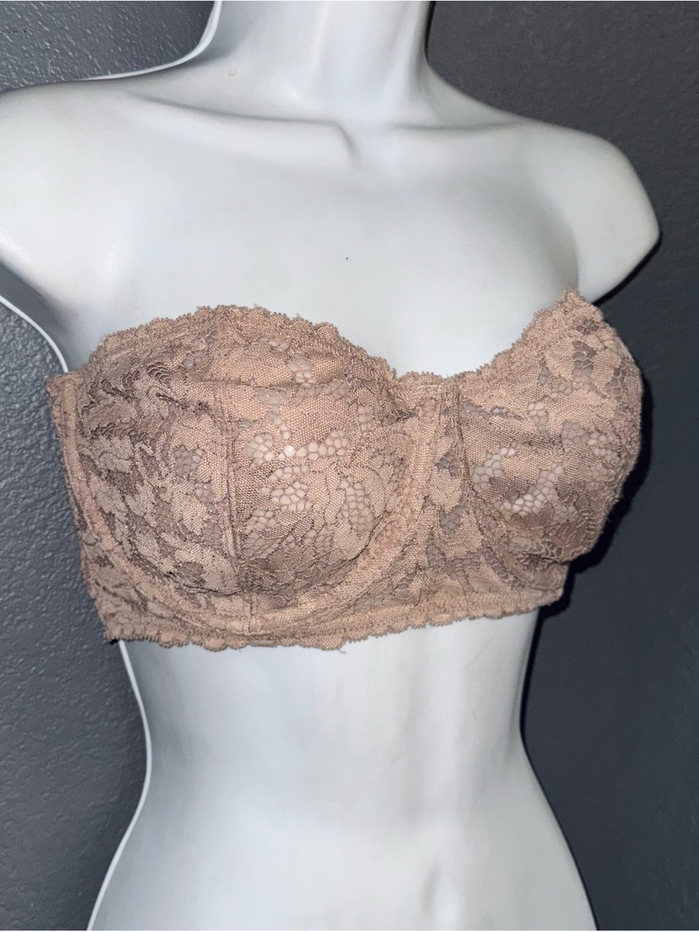 Intimately Free People FP Women's Strapless Lace Beige Brown Bralette 36DD